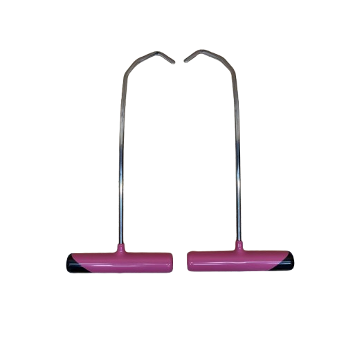 Upper Brace Angels left- and right-handed arched PDR tools with pink handles