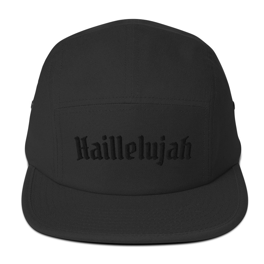 Haillelujah Black Stitch Five Panel Cap