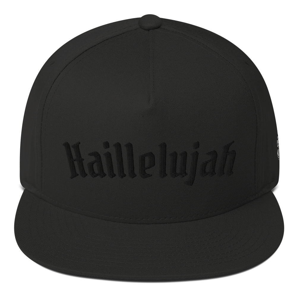 Haillelujah Black Stitch Flat Bill Cap