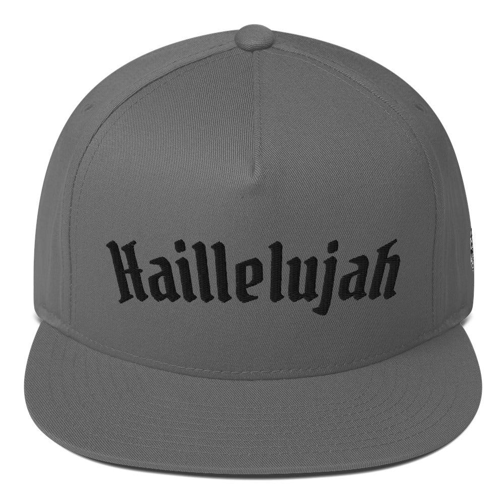 Haillelujah Black Stitch Flat Bill Cap