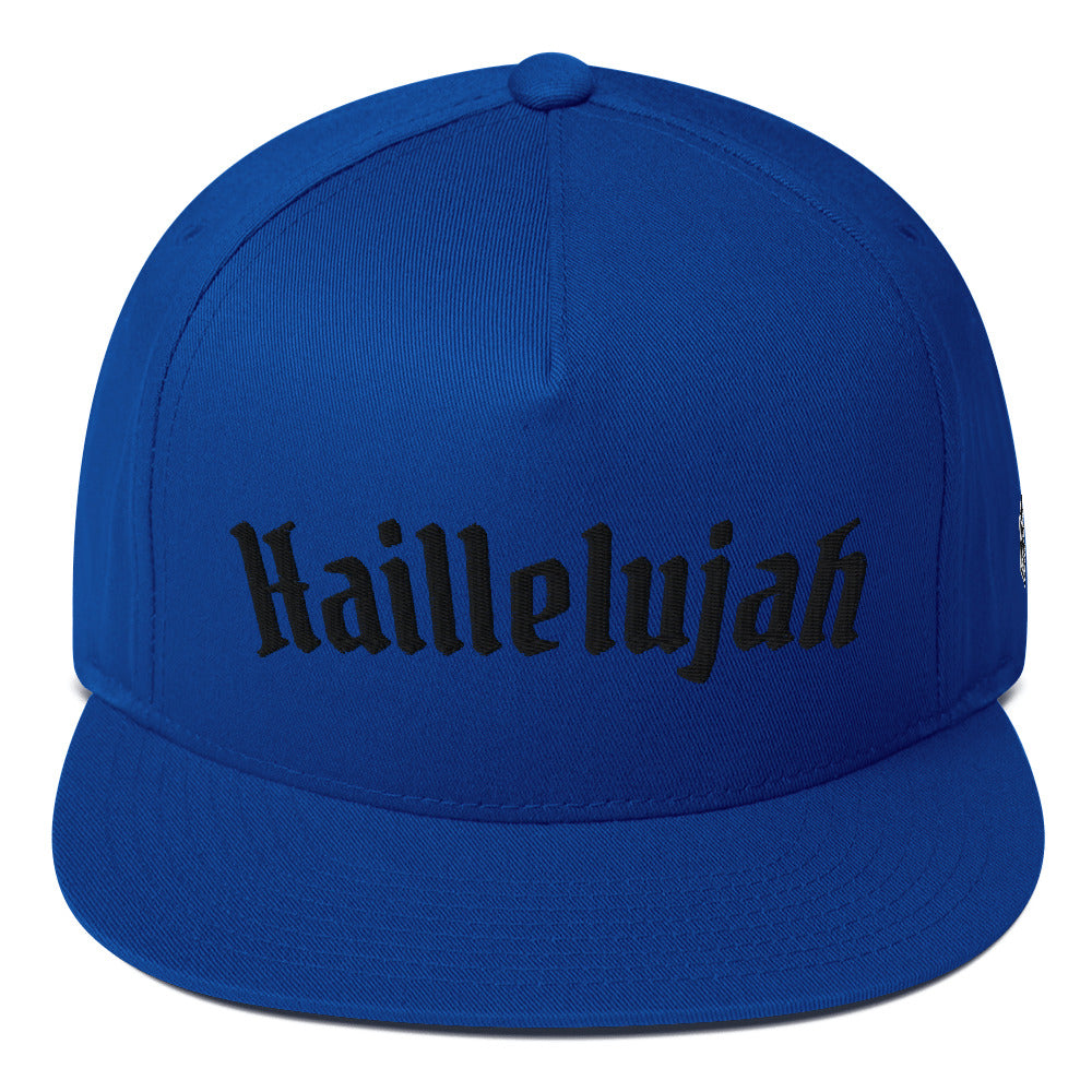 Haillelujah Black Stitch Flat Bill Cap